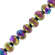 Abalorios de vidrio rondelle Facetados 4x3mm - Iris purple ab plated